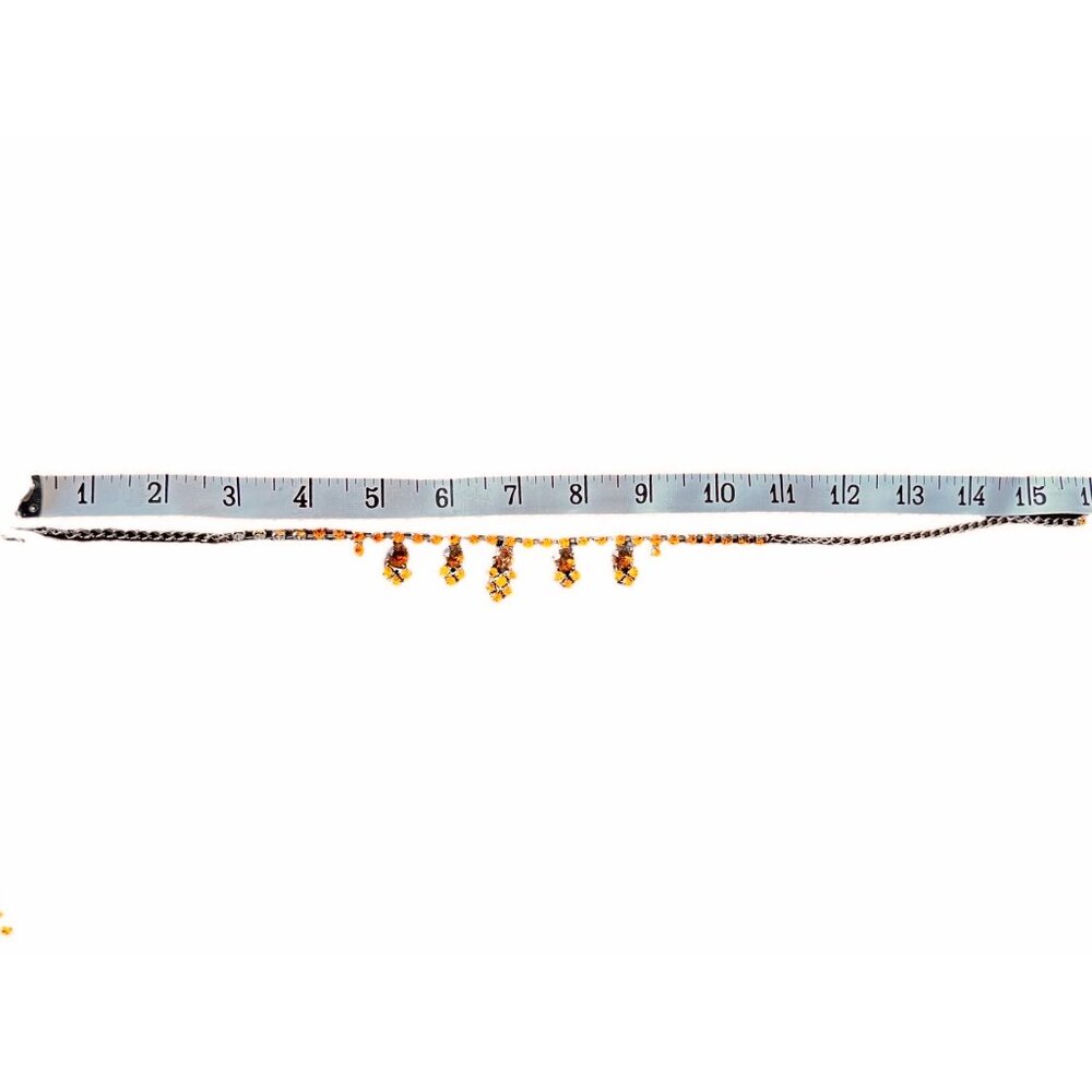 Silver & Yellow and amber colored Rhinestone 16” Necklace & Bracelet Set Adjusta - Picture 7 of 15